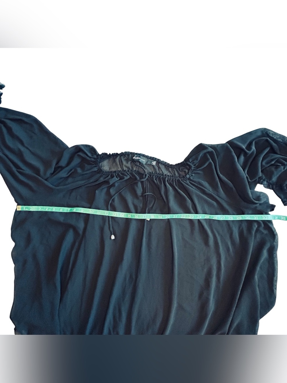 torrid Black Sheer Ruffle Cuff Peasant Blouse - Picture 5 of 7